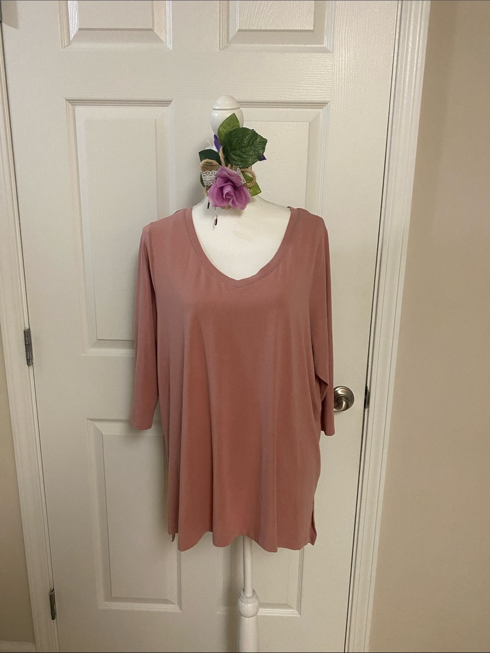Tahari Dusty Rose V-Neck Tunic
